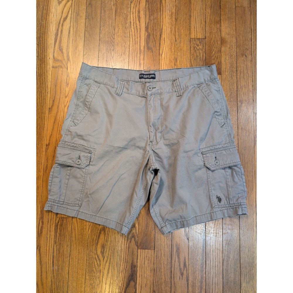 US Polo Assn Mens Gray Cargo Shorts Sz 42 Cotton Outdoor Hiking Utility Relaxed
